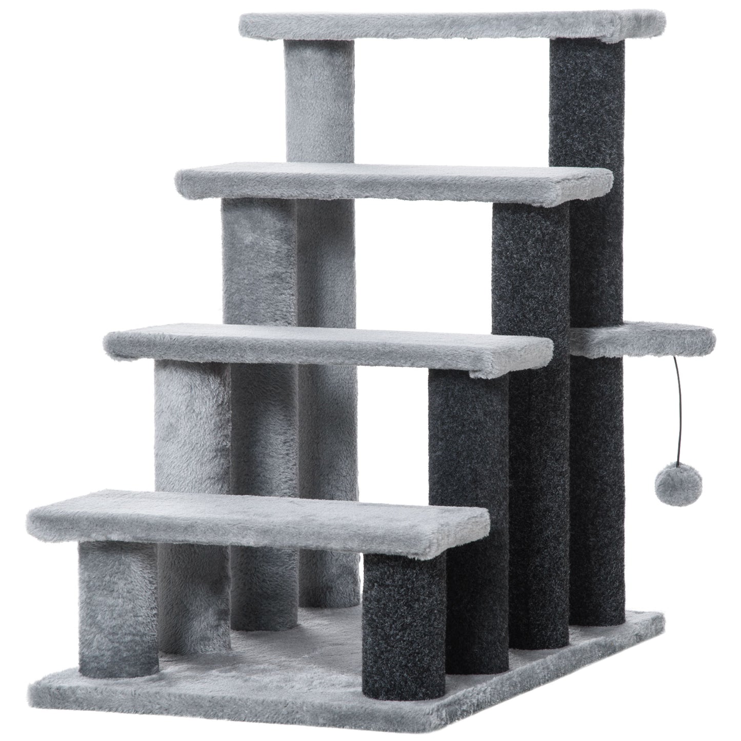Pawhut Escalera Para Gatos De 4 Niveles Con Bola Colgante 60x40x64 Cm Gris_0