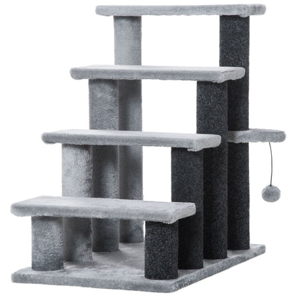 Pawhut Escalera Para Gatos De 4 Niveles Con Bola Colgante 60x40x64 Cm Gris_0