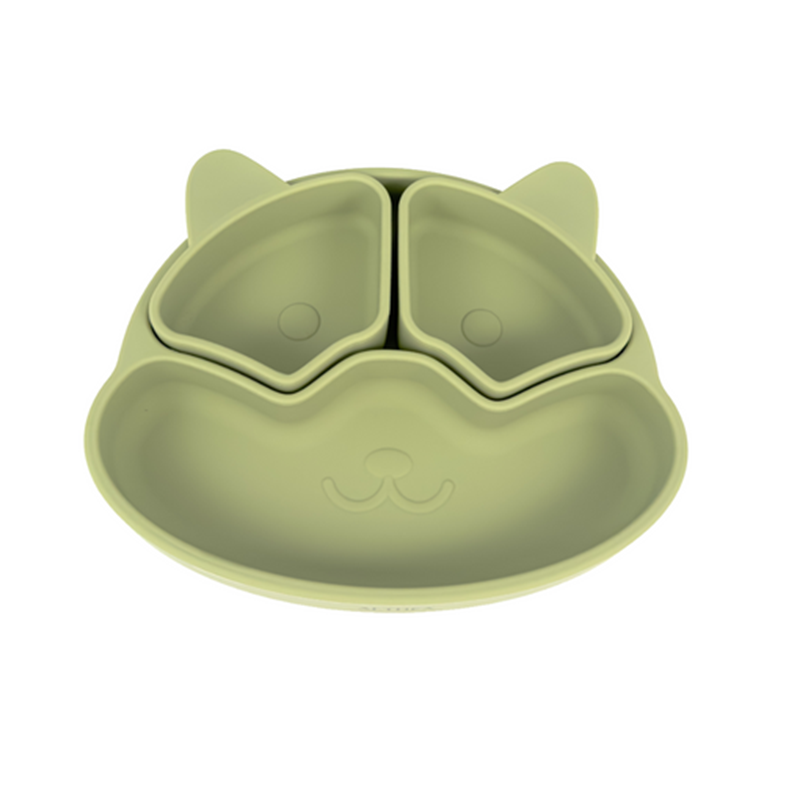 Plato Con Divisiones Extraíbles Y Forma De Perrito - Verde Oliva._0