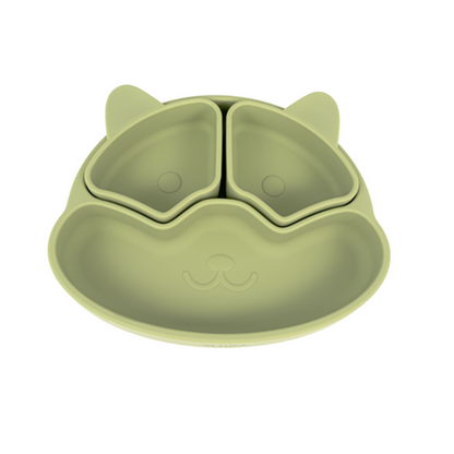 Plato Con Divisiones Extraíbles Y Forma De Perrito - Verde Oliva._0