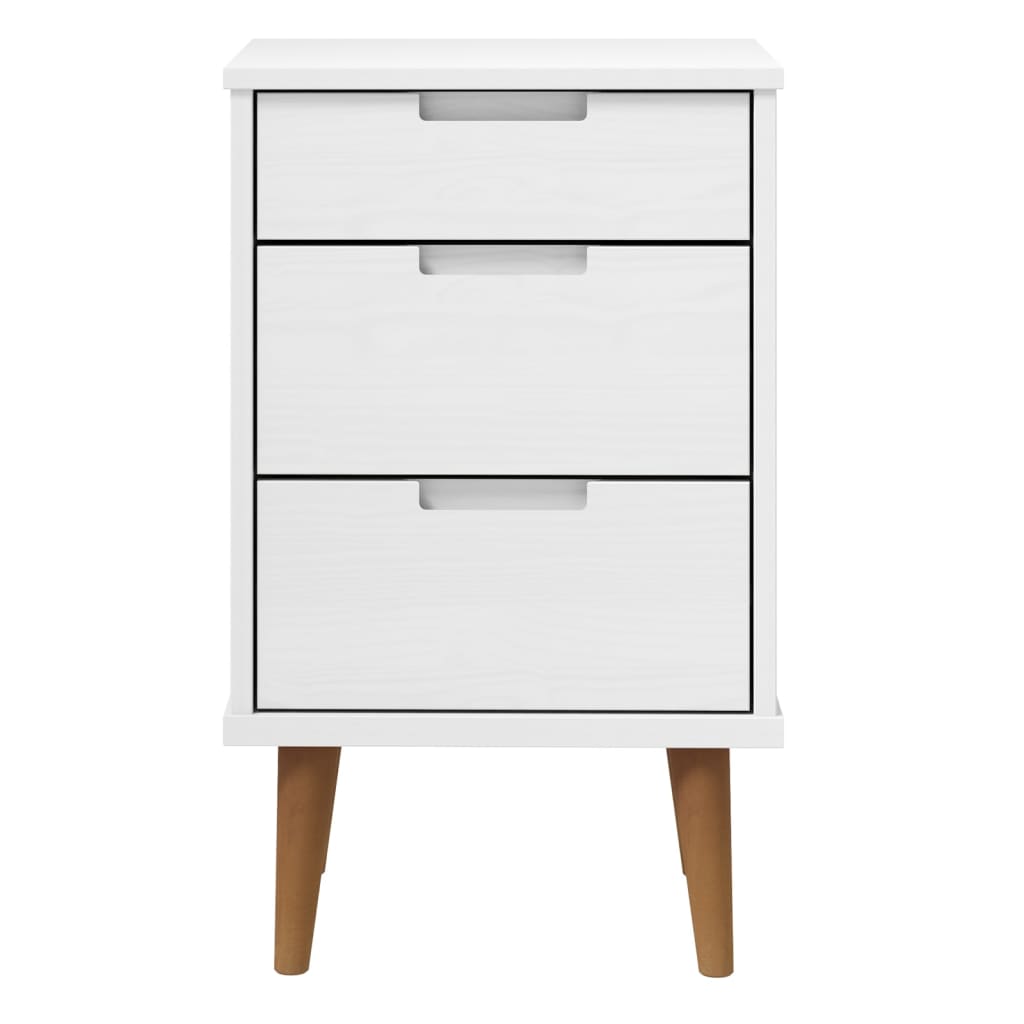 Mesita De Noche Molde Madera Maciza De Pino Blanca 40x35x65 Cm_2