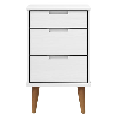 Mesita De Noche Molde Madera Maciza De Pino Blanca 40x35x65 Cm_2