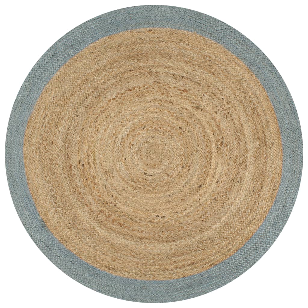 Alfombra Hecha A Mano De Yute Con Borde Verde Oliva 150 Cm / Vetonek_4