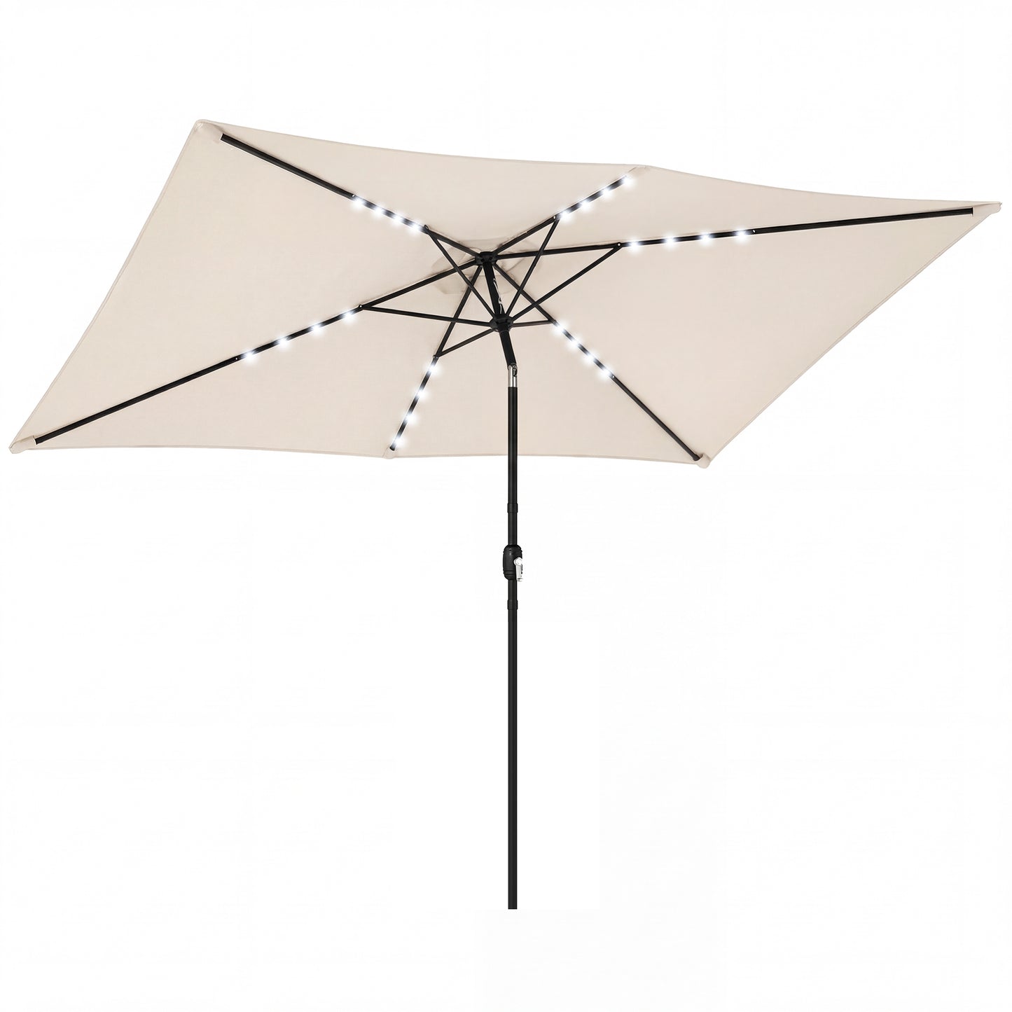 Outsunny Sombrilla Terraza Exterior Con 24 Luces Led Solares 2,9x2,5 M Crema_0