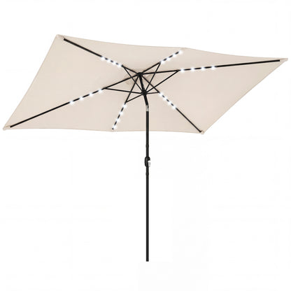 Outsunny Sombrilla Terraza Exterior Con 24 Luces Led Solares 2,9x2,5 M Crema_0
