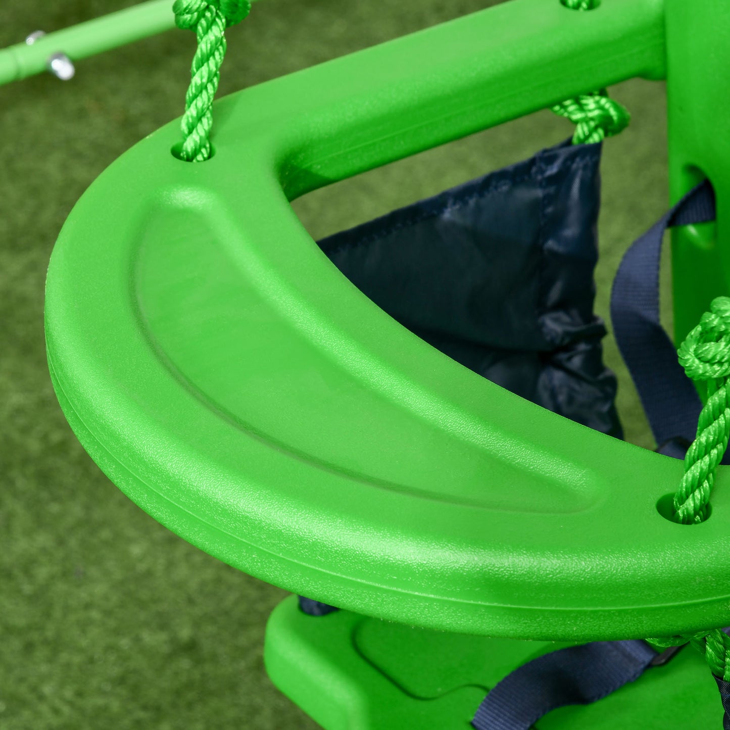 Outsunny Columpio Infantil De Acero Para Niños De 6-36 Meses 122x146x122cm Verde_3