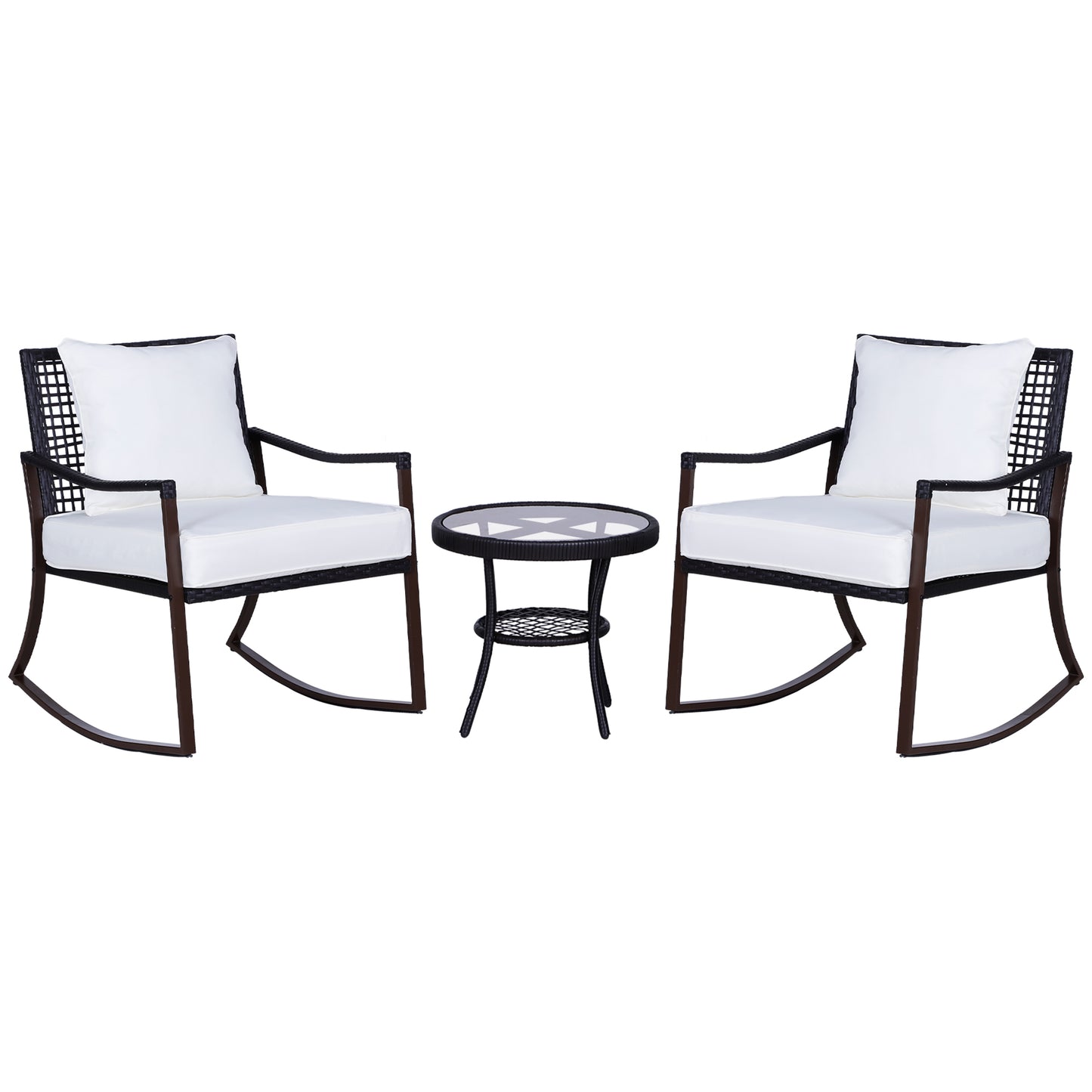 Outsunny Conjunto De Muebles De Ratán Para Jardín Con Mesa Ø51x46 Cm Y 2 Sillas_0