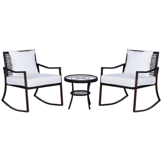Outsunny Conjunto De Muebles De Ratán Para Jardín Con Mesa Ø51x46 Cm Y 2 Sillas_0