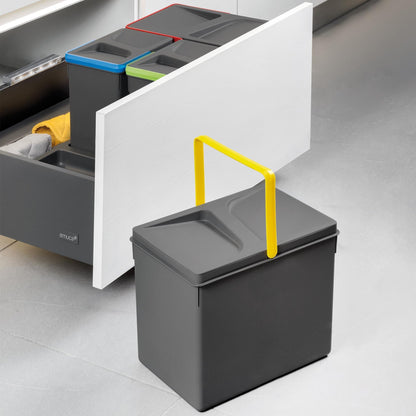 Contenedores para cajón de cocina Recycle, Altura 216, 2x12, Plástico gris antracita Emuca 2 unidades x 12 L