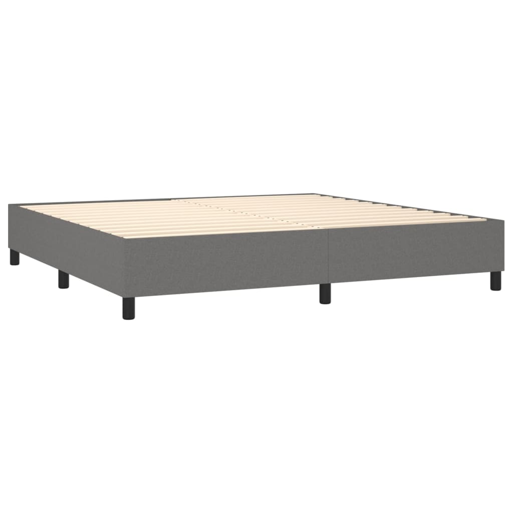 Cama Box Spring Colchón Y Luces Led Tela Gris Claro 200x200 Cm / Vetonek_4
