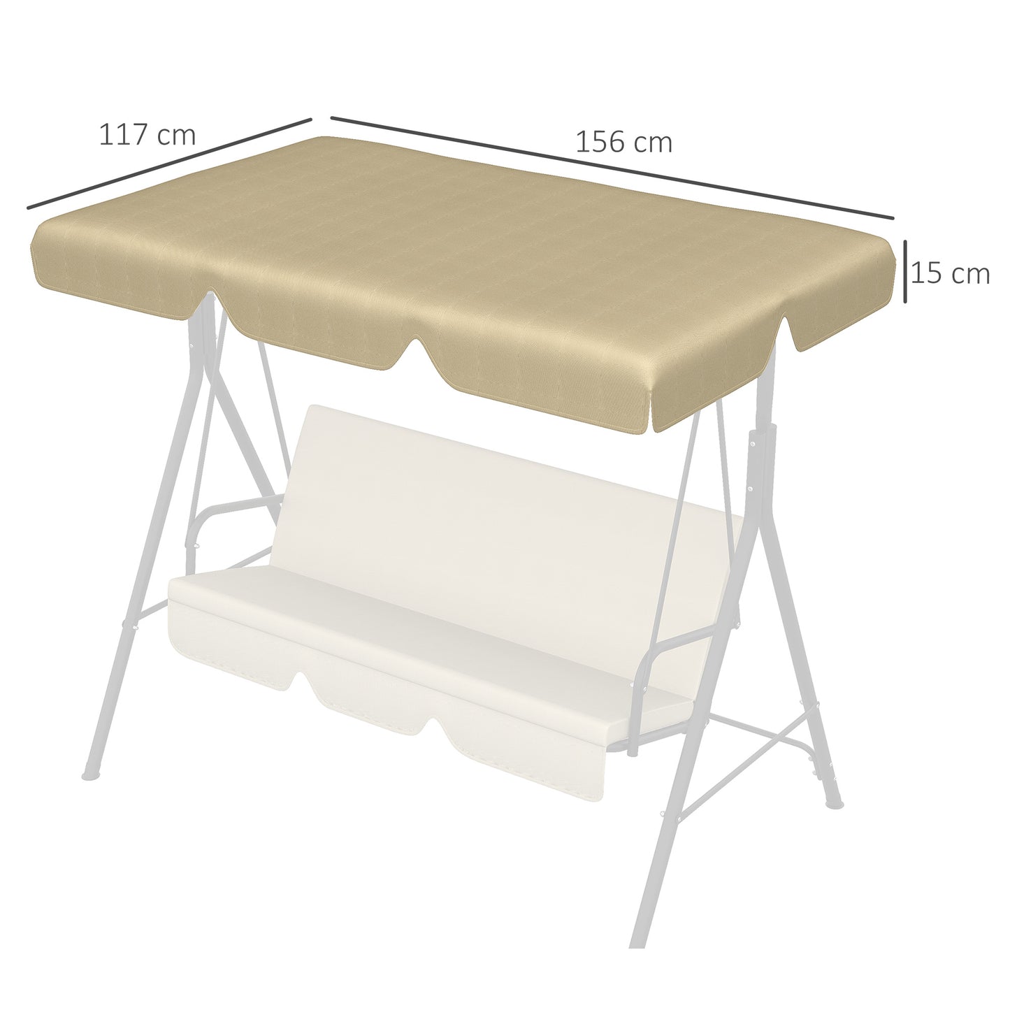 Outsunny Toldo De Repuesto Para Columpio De 3 Plazas 156x117x15 Cm Beige_2