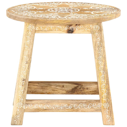 Taburete Pintado A Mano Madera Maciza De Mango 38x38x35 Cm_0