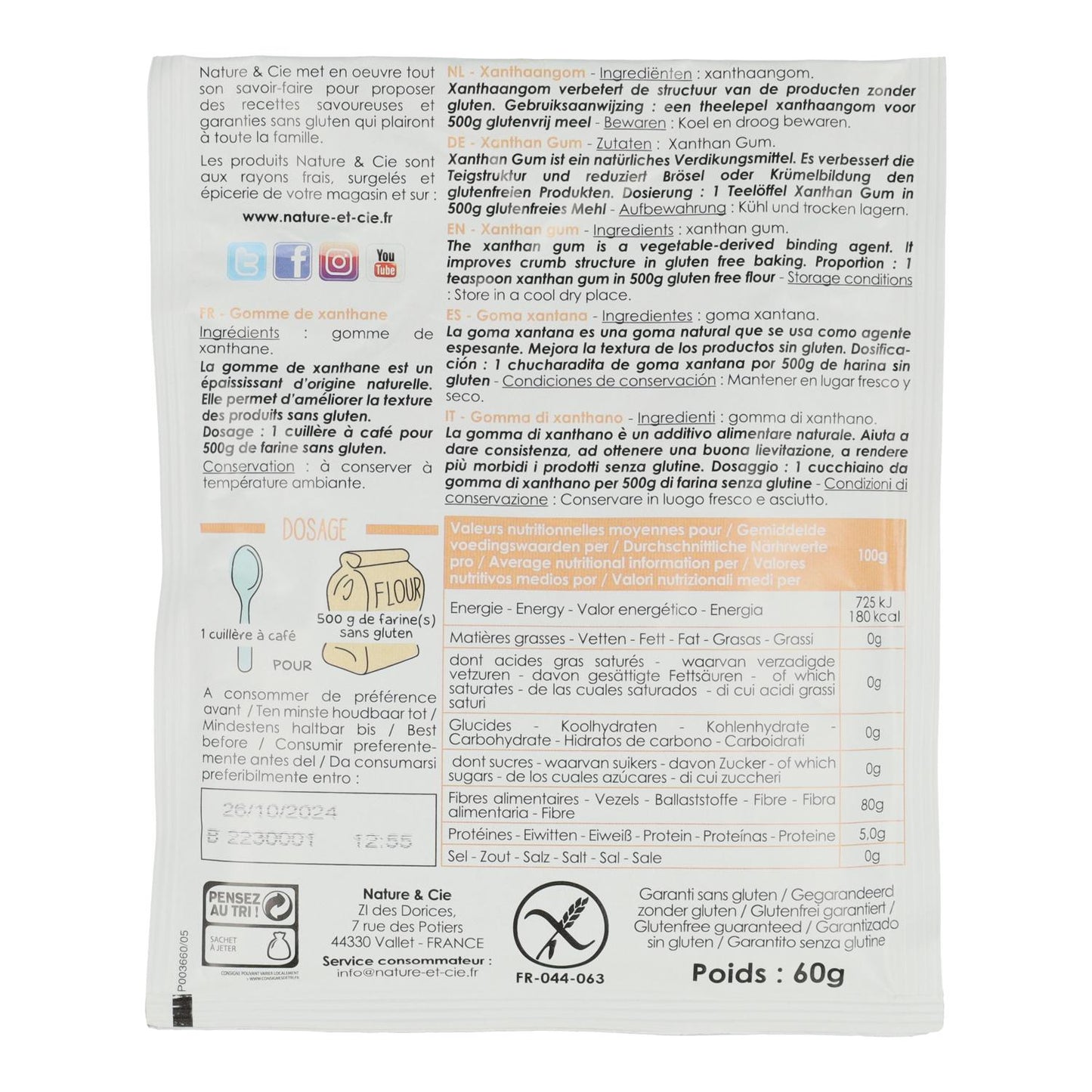 Goma xantana sin gluten Nature&cie 60 g