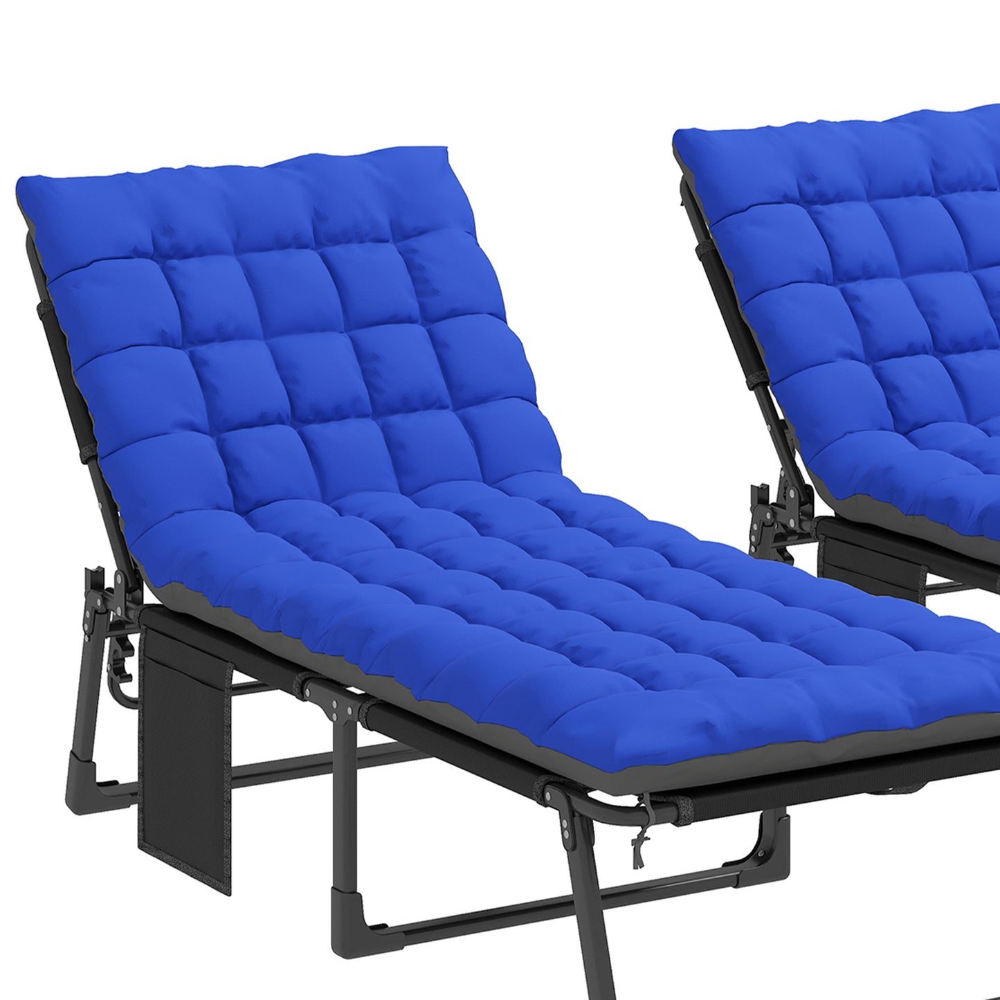 Outsunny Set De 2 Tumbonas Plegables Reclinables Con Cojines Y Bolsillo Azul_3