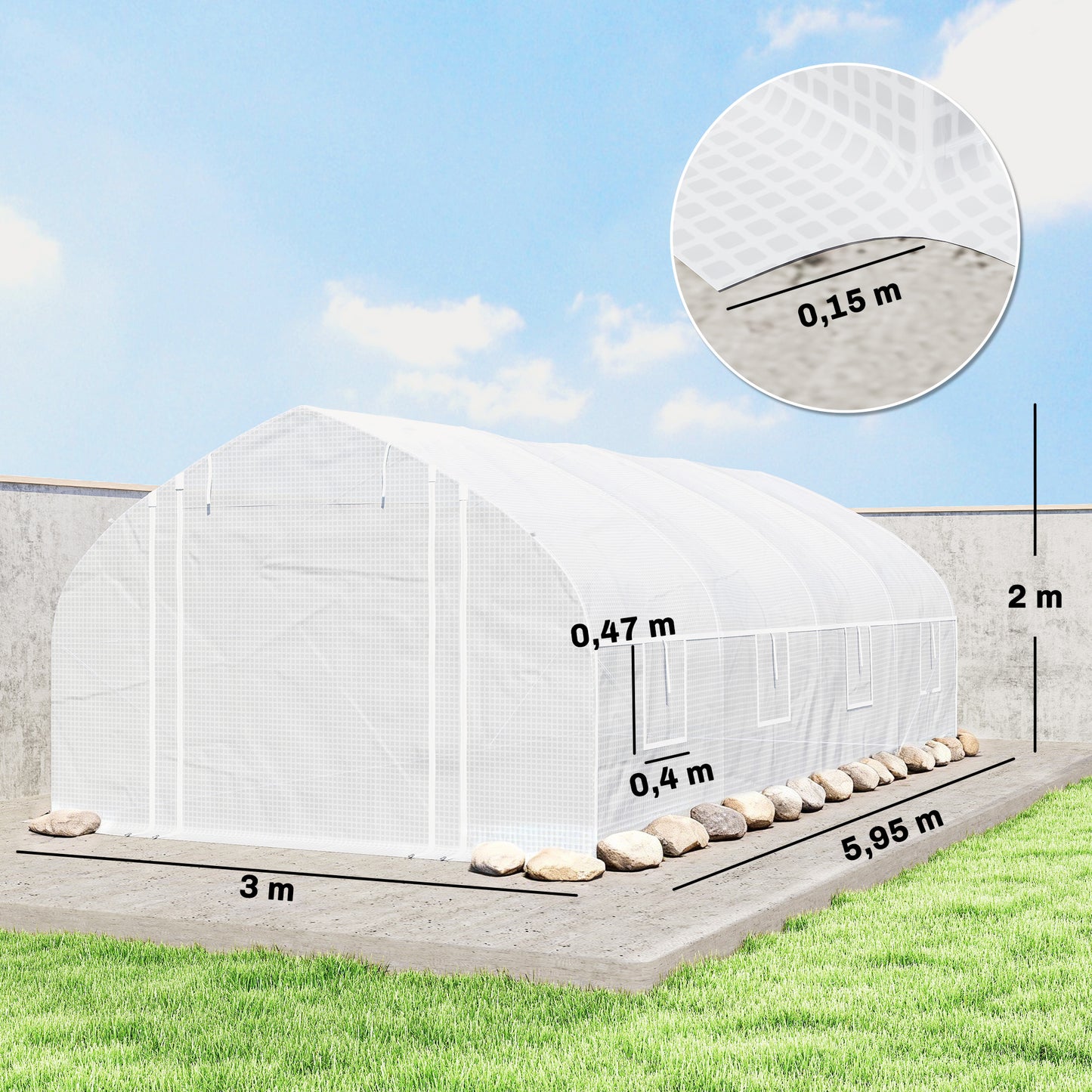 Outsunny Invernadero De Exterior 6x3x2 M Con Cubierta De Pe Anti-uv Blanco_2