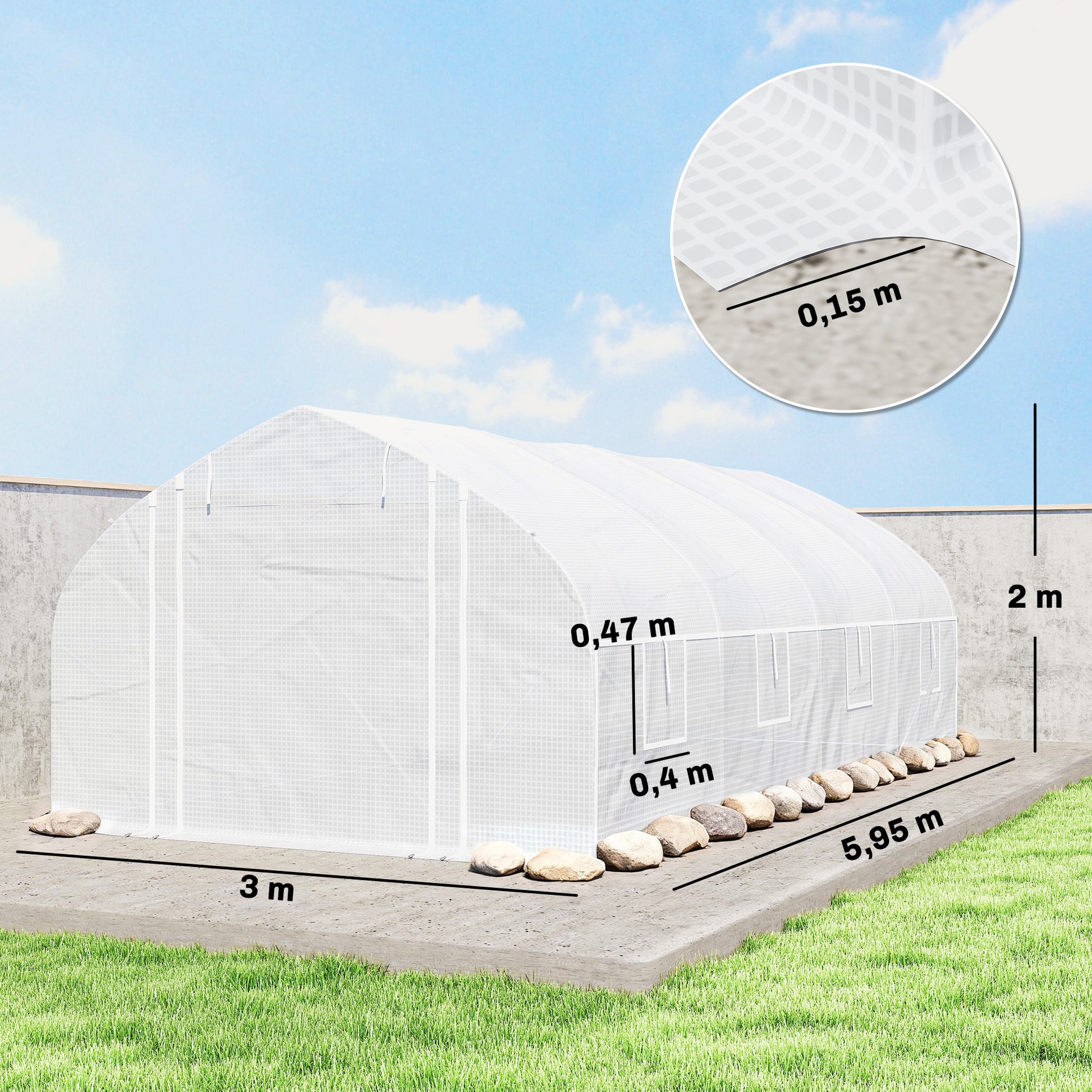 Outsunny Invernadero De Exterior 6x3x2 M Con Cubierta De Pe Anti-uv Blanco_2