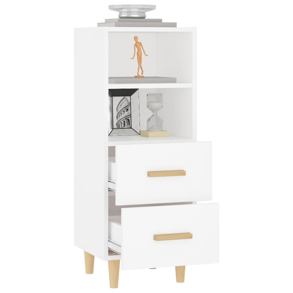 Aparador De Madera Contrachapada Blanco 34,5x34x90 Cm / Vetonek_3