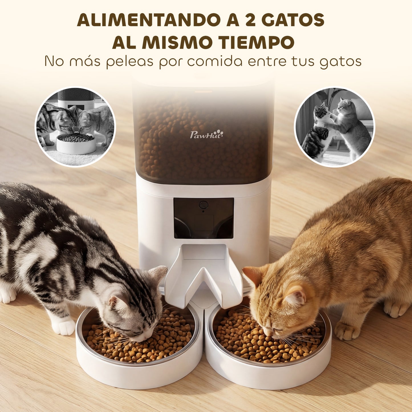 Pawhut Comedero Automático 6l Wifi 2.4g Control App 2 Cuencos Grabadora Voz 10s_5