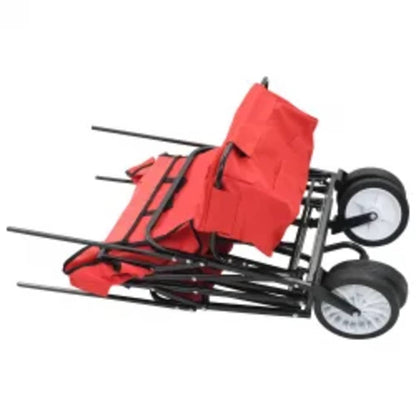 Carrito De Mano Plegable De Acero Con Capota Rojo_3