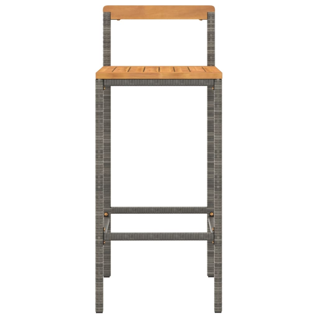 Taburetes Altos 4 Uds Madera De Acacia Y Ratán Sintético Gris_2