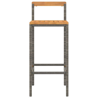 Taburetes Altos 4 Uds Madera De Acacia Y Ratán Sintético Gris_2
