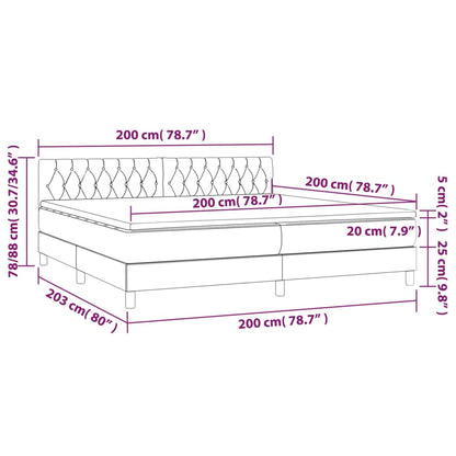 Cama Box Spring Colchón Y Luces Led Tela Gris Taupe 200x200 Cm / Vetonek_4