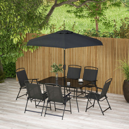 Outsunny Conjunto De Comedor De Exterior Con 6 Sillas Plegables Negro_1