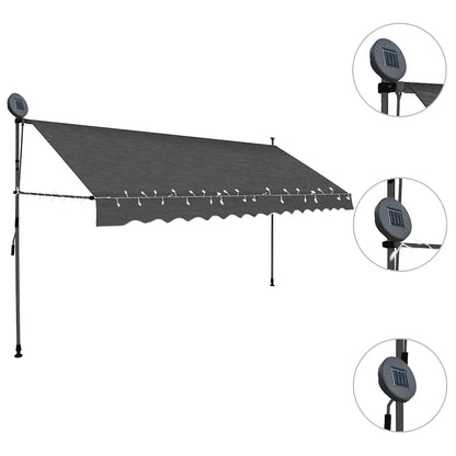 Toldo Manual Retráctil Con Led Gris Antracita 350 Cm_2