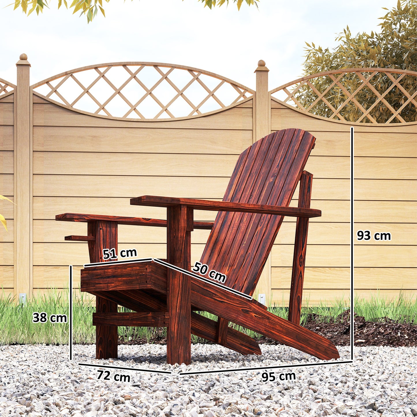 Outsunny Silla Adirondack Jardín De Madera Con Reposabrazos 72x95x93 Cm Marrón_2