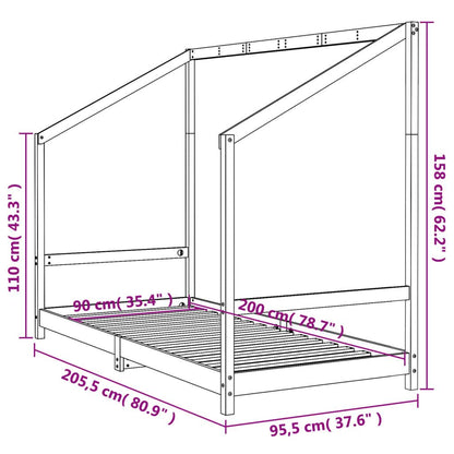 Vidaxl Estructura De Cama Para Niños Madera De Pino Negro 90x200 Cm_2