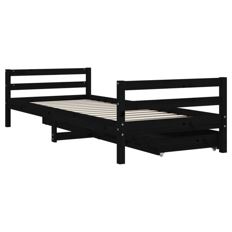 Vidaxl Estructura De Cama Niños Con Cajones Madera Pino Negro 90x200cm_5