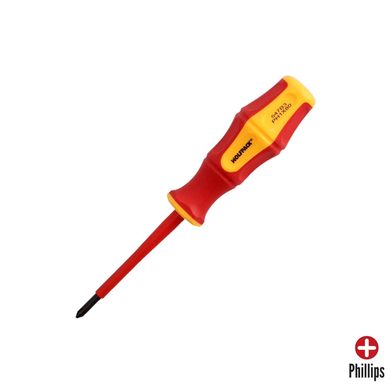 Destornillador Phillips Aislado Certificado Vde 1.000 V. Medida Ph 1 - 4,5 X 80 Mm. Destornillador Seguridad Electricista_0