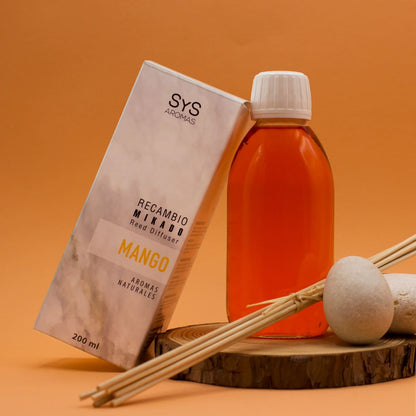 Recambio Mikado Mango Mármol SYS Aromas 200 ml | Con Palos | Aroma Tropical y Afrutado | Energizante_3