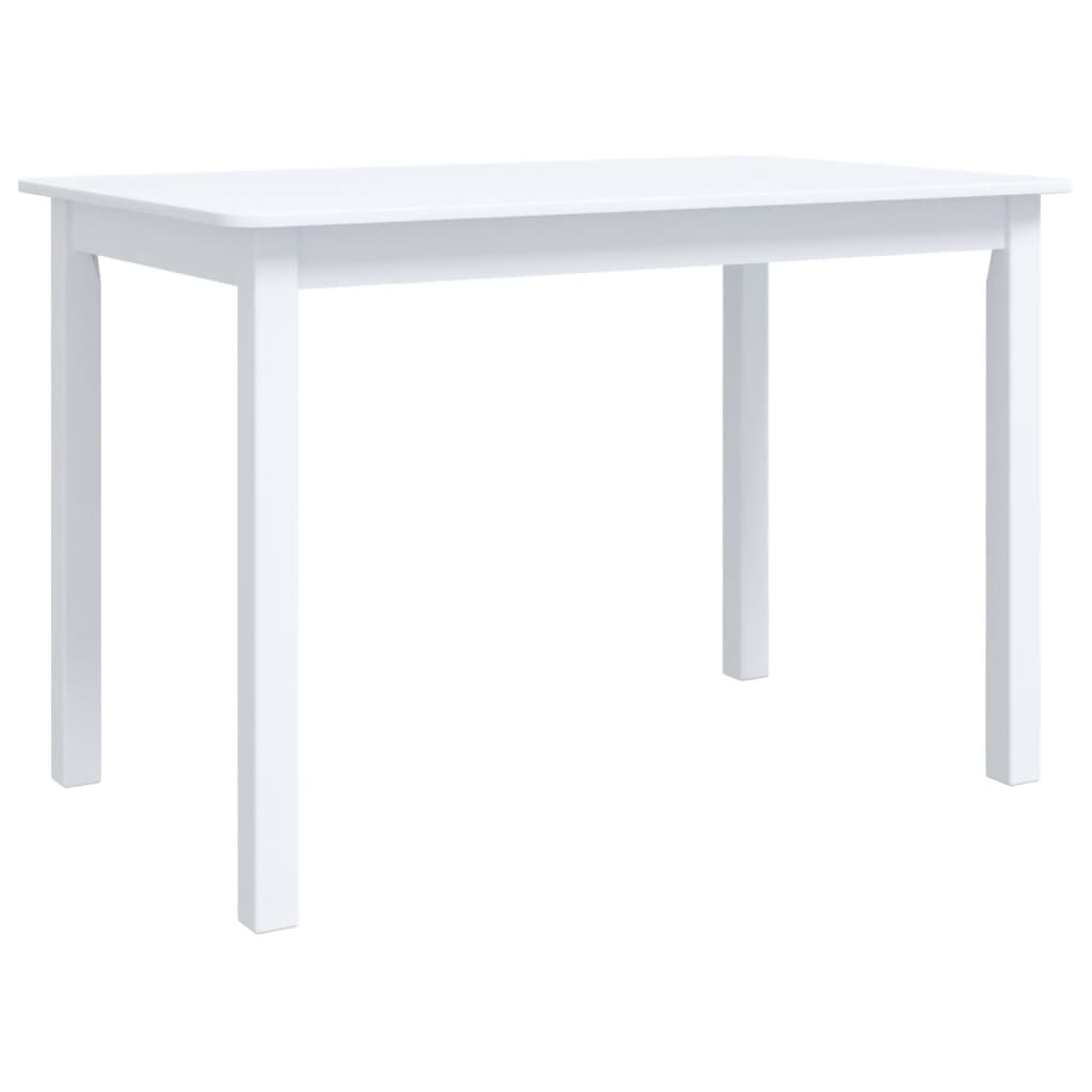 Mesa De Comedor De Madera Maciza De Caucho Blanca 114x71x75 Cm_0