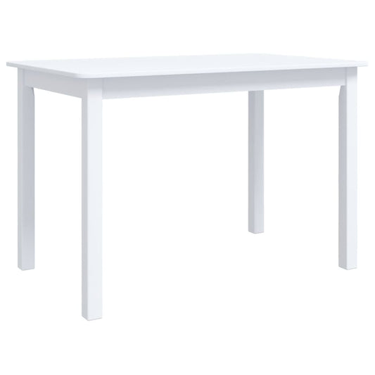 Mesa De Comedor De Madera Maciza De Caucho Blanca 114x71x75 Cm_0