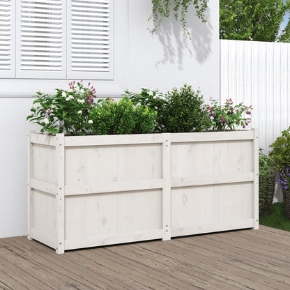 Jardinera De Madera Maciza De Pino Blanca 150x50x70 Cm_1
