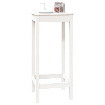 Mesa Alta De Bar Madera Maciza De Pino Blanco 50x50x110 Cm_2