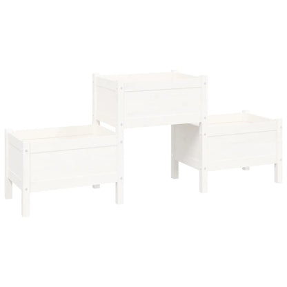 Jardinera De Madera De Pino Maciza Blanca 178,5x44x75 Cm_0