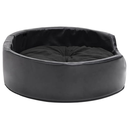 Vidaxl Cama Para Perros Felpa Y Cuero Sintético Negra 69x59x19 Cm_3