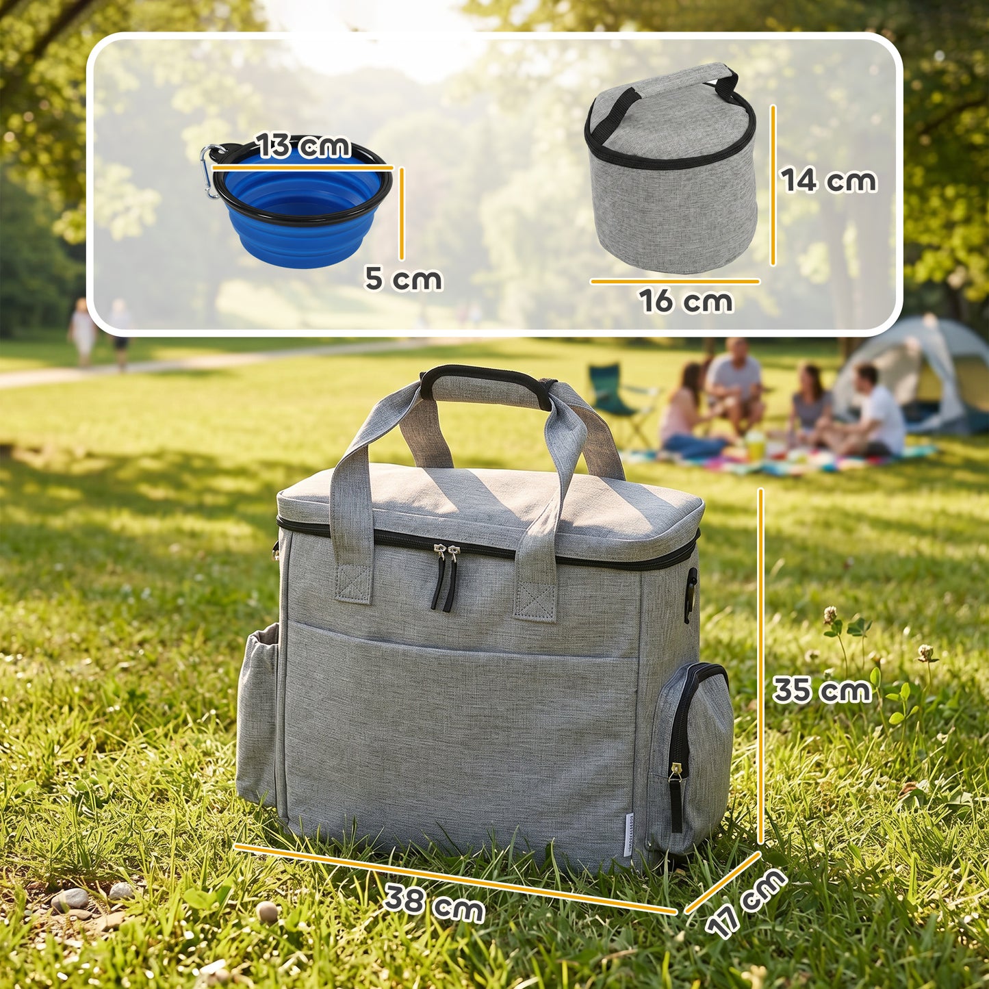 Pawhut Bolso De Viaje Para Perros Con 2 Contenedores De Pienso Y Cuenco Plegable_2