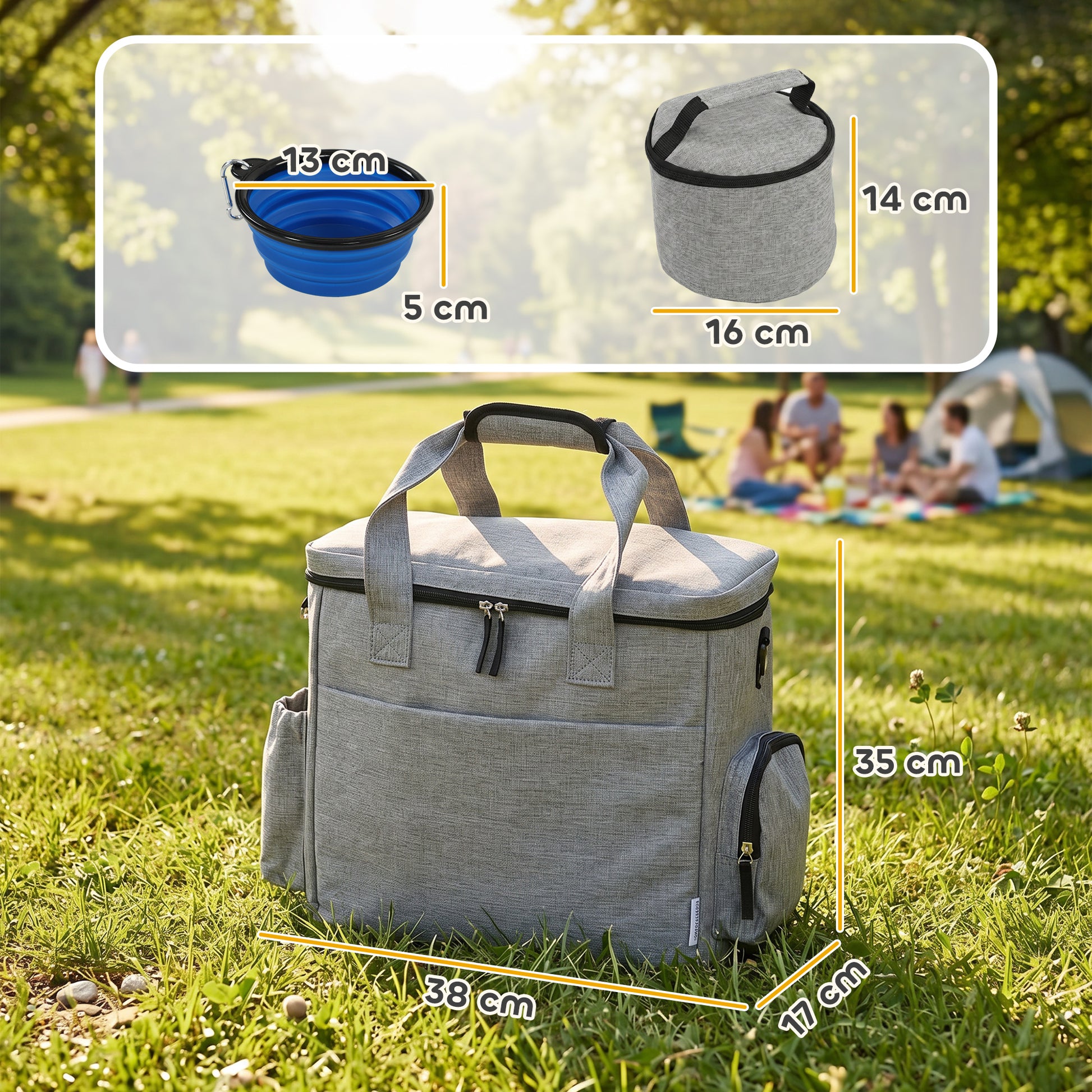 Pawhut Bolso De Viaje Para Perros Con 2 Contenedores De Pienso Y Cuenco Plegable_2