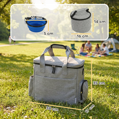 Pawhut Bolso De Viaje Para Perros Con 2 Contenedores De Pienso Y Cuenco Plegable_2