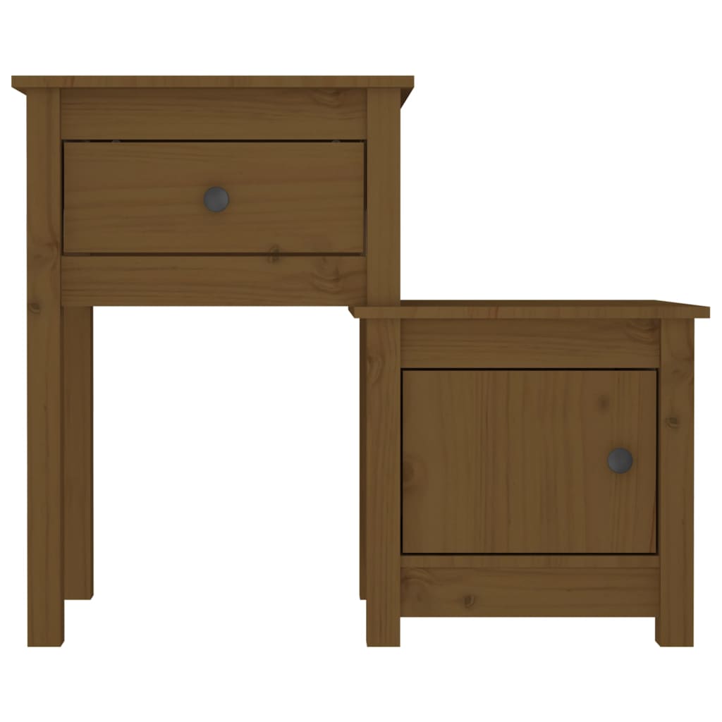 Mesitas De Noche 2 Uds Madera Pino Marrón Miel 79,5x38x65,5 Cm_3