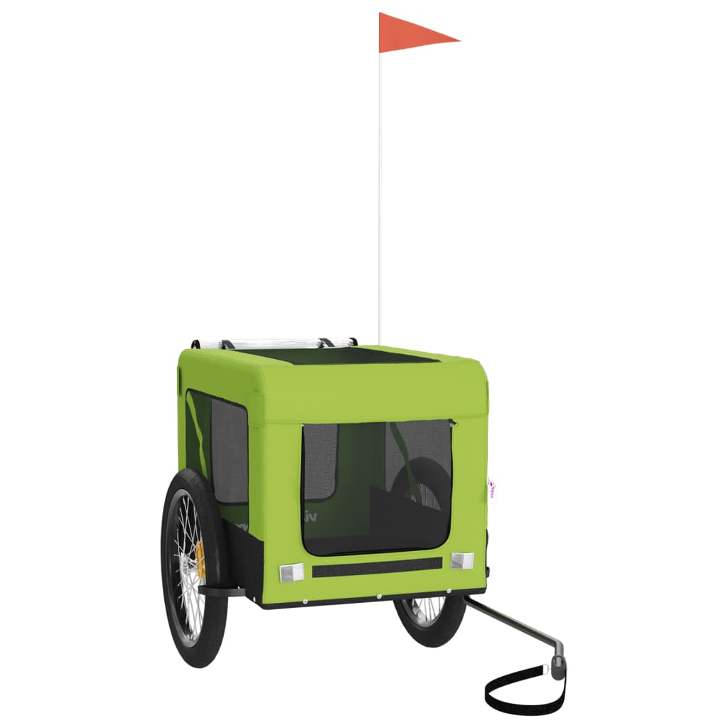 Remolque De Bicicleta Mascotas Hierro Tela Oxford Verde Negro_2