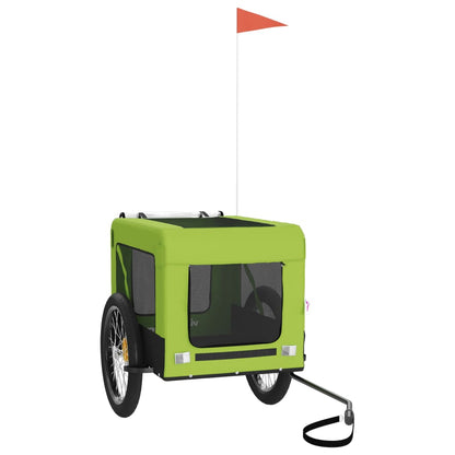 Remolque De Bicicleta Mascotas Hierro Tela Oxford Verde Negro_2