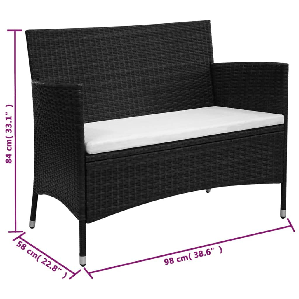 Vidaxl Set Muebles De Jardín 2 Piezas Con Cojín Ratán Sintético Negro_2