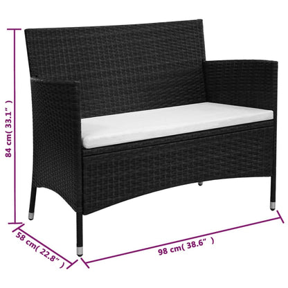 Vidaxl Set Muebles De Jardín 2 Piezas Con Cojín Ratán Sintético Negro_2