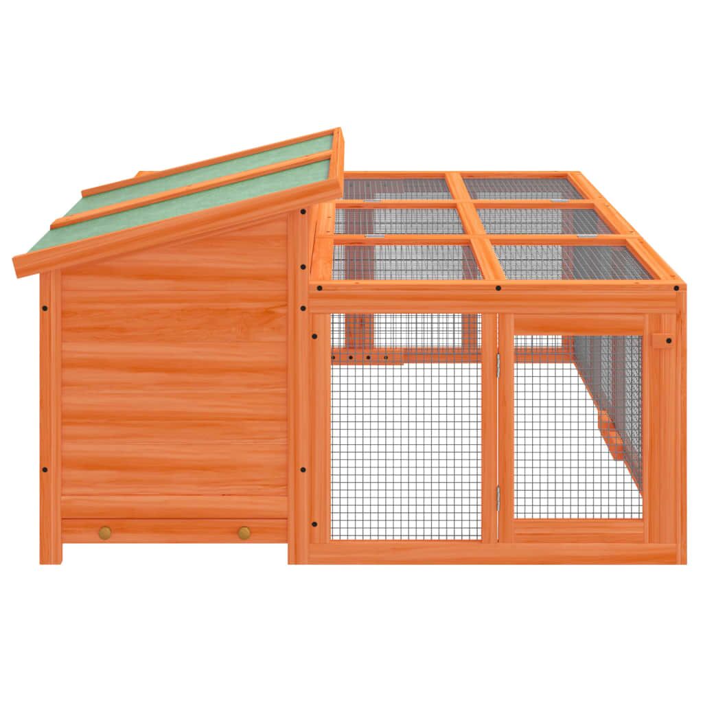 Vidaxl Conejera De Madera Maciza De Pino Marrón 144x123x67,5 Cm_4