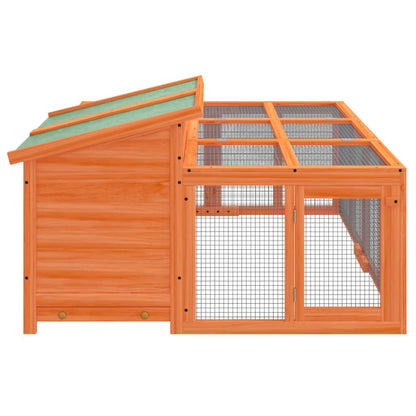 Vidaxl Conejera De Madera Maciza De Pino Marrón 144x123x67,5 Cm_4