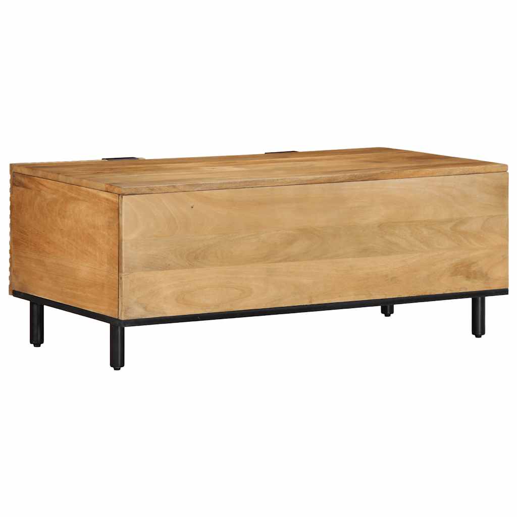 Mesa De Centro Madera Maciza De Mango Negra 100x54x40 Cm Marrón_3
